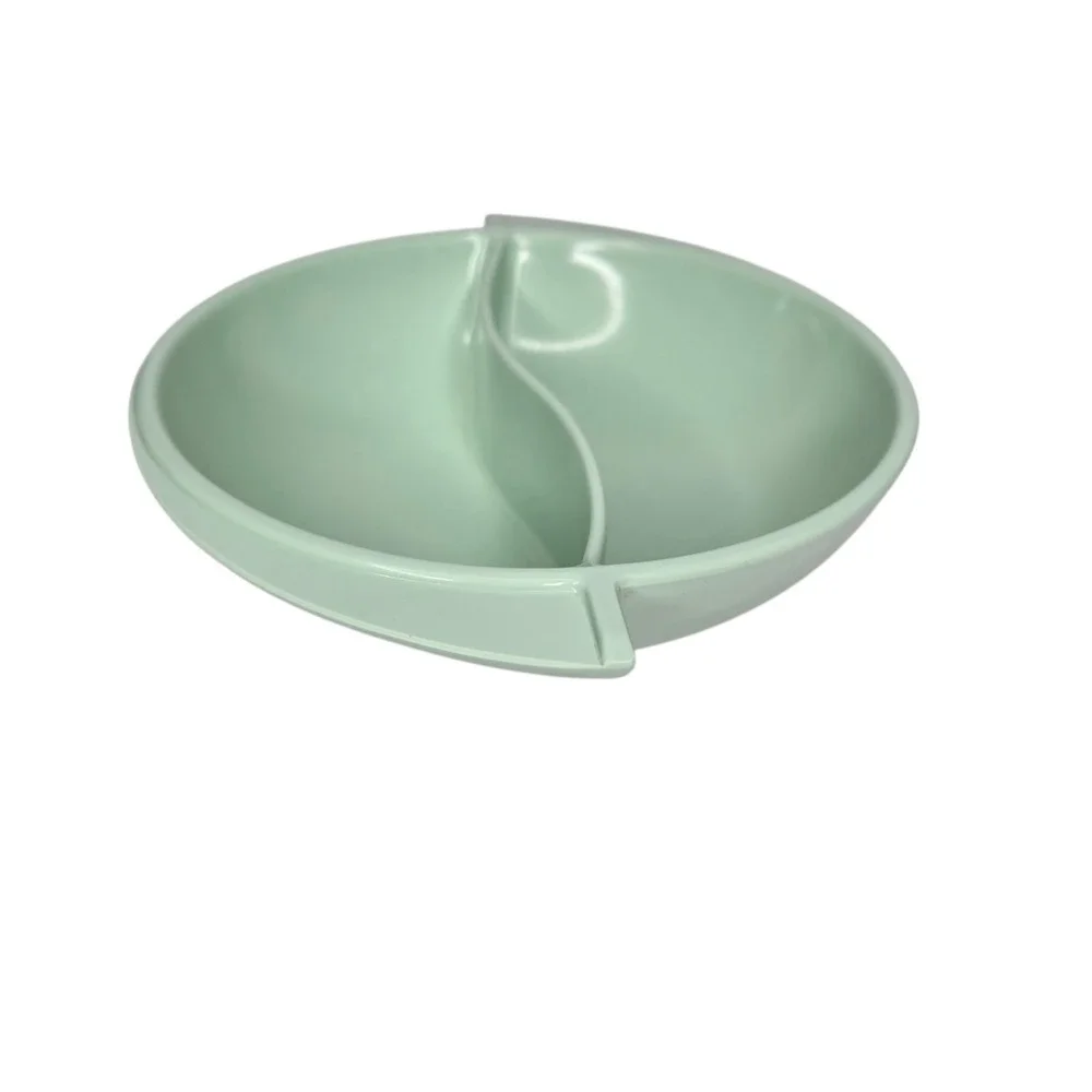 Vintage Boonton Melmac Melamine Divided Vegetable or Serving Bowl Mint Green 605